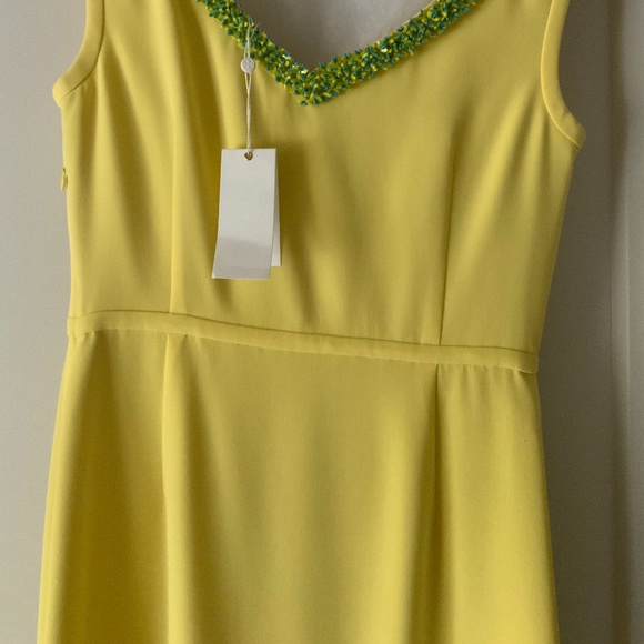 Tory Burch- NWT- Yellow Beaded Embellished V-Neck - Picture 5 of 6